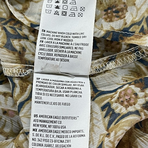 American Eagle Women's XS Sheer Blue and Cream Floral Kimono Cardigan (sku313) - Picture 9 of 11